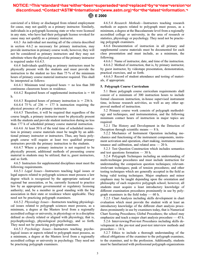 ASTM E2000-98 - Standard Guide for Minimum Basic Education and Training of Individuals Involved in the Detection of Deception (PDD)