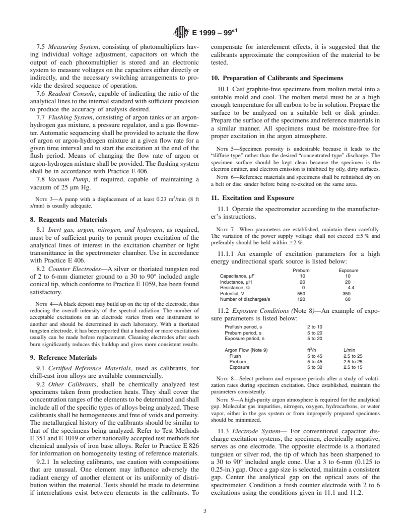 ASTM E1999-99e1 - Standard Test Method for Analysis of Cast Iron Using Optical Emission Spectrometry