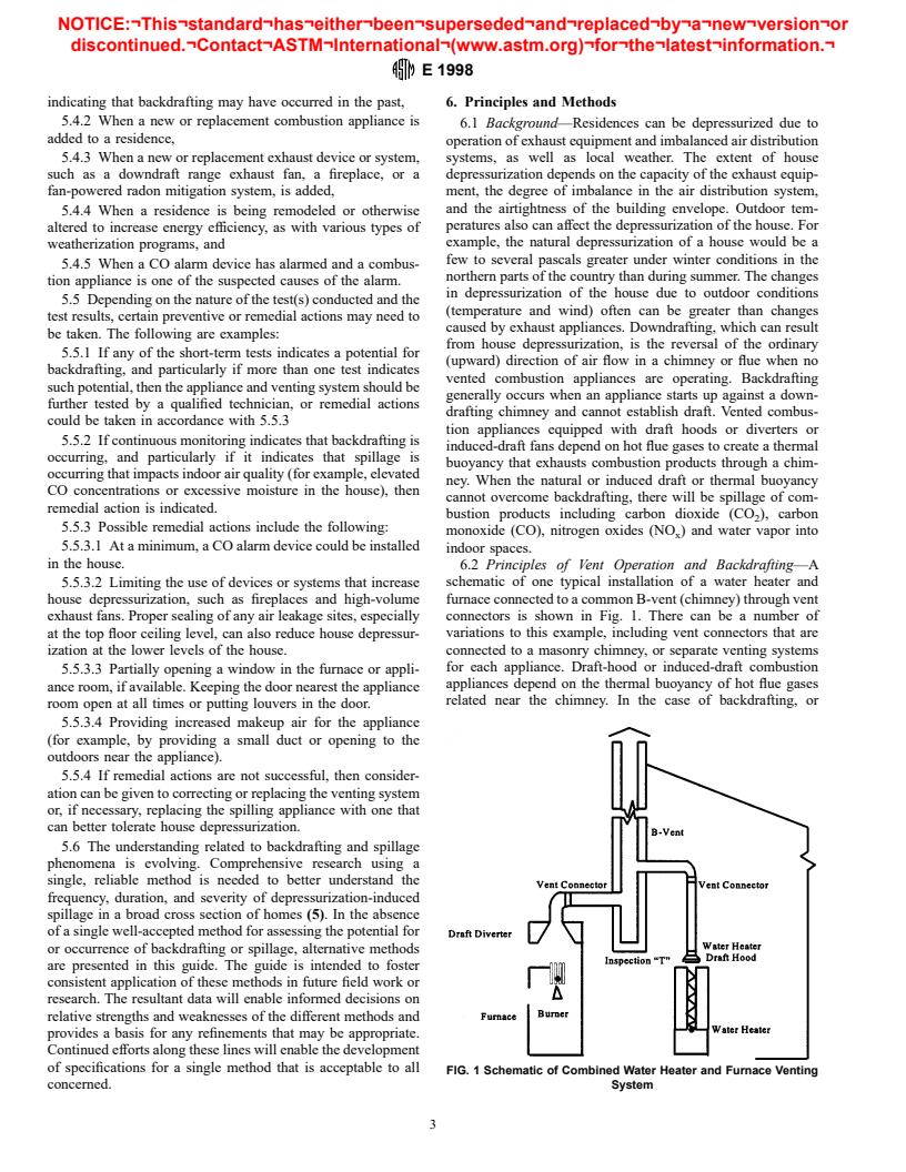 ASTM E1998-99 - Standard Guide for Assessing Depressurization-Induced Backdrafting and Spillage from Vented Combustion Appliances