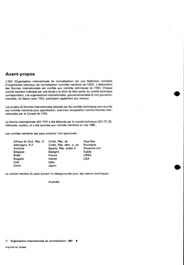 ISO 7141:1981 ISO 7141:1981 - Véhicules routiers -- Roues -- Méthode d'essai de choc - Page 2 preview