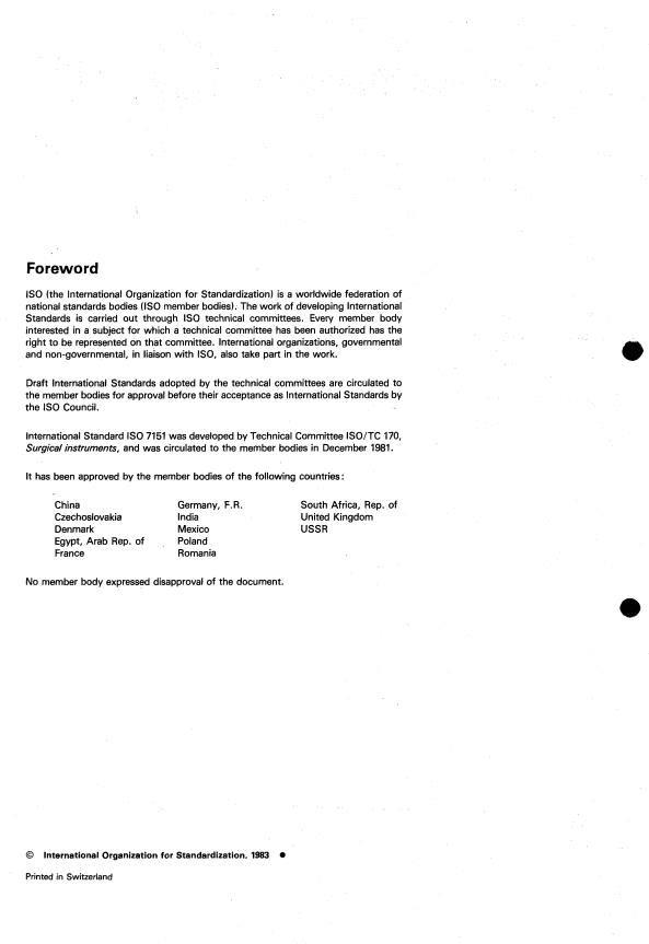 ISO 7151:1983 ISO 7151:1983 - Instruments for surgery -- Haemostatic forceps -- Requirements - Page 2 preview