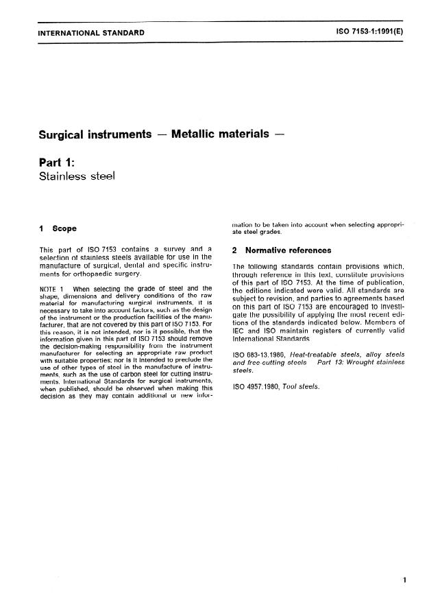ISO 7153-1:1991 - Surgical instruments -- Metallic materials