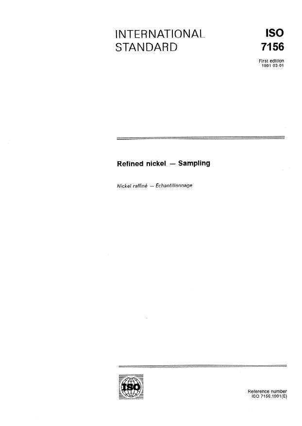 ISO 7156:1991 - Refined nickel -- Sampling