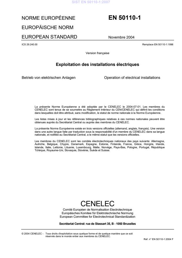 EN 50110-1:2007 (FR)