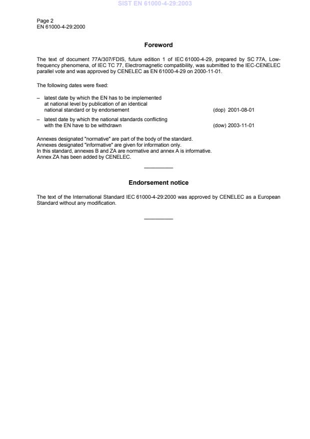 EN 61000-4-29:2000 EN 61000-4-29:2003 - Page 4 preview