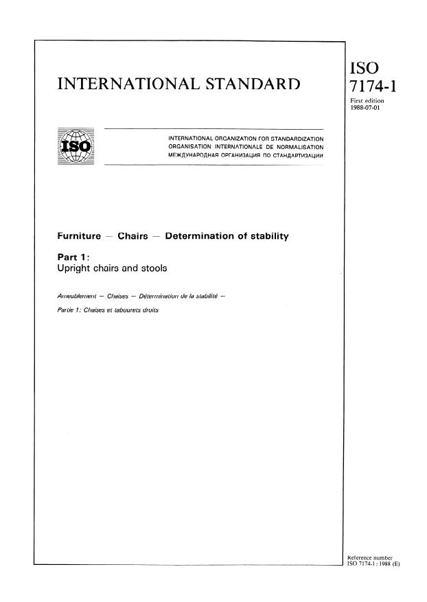 ISO 7174-1:1988 - Furniture -- Chairs -- Determination of stability