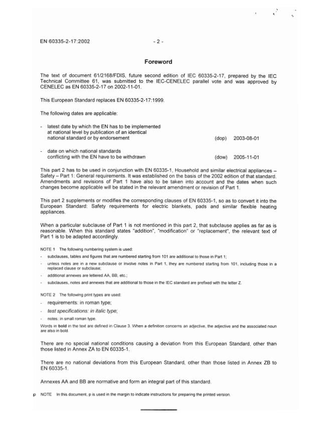EN 60335-2-17:2002 EN 60335-2-17:2003 - Page 4 preview