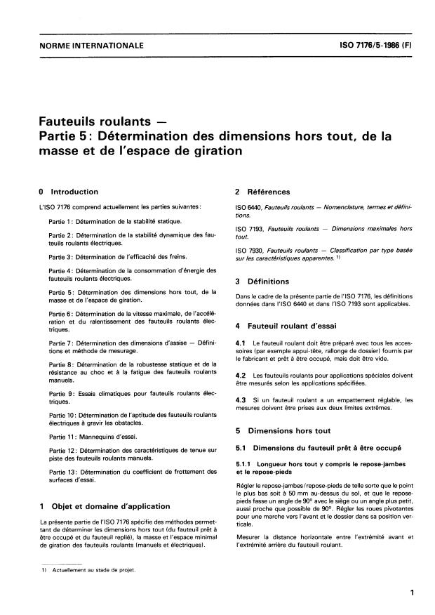 ISO 7176-5:1986 - Fauteuils roulants