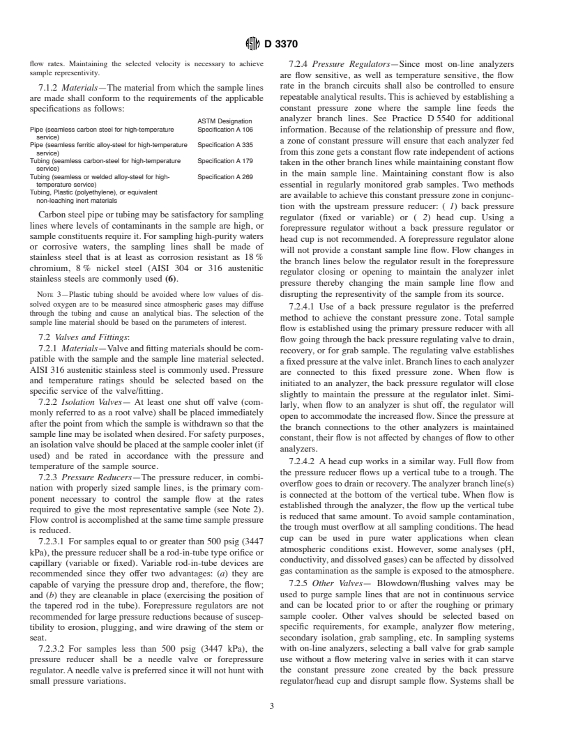 ASTM D3370-95a(1999)e1 - Standard Practices for Sampling Water from Closed Conduits