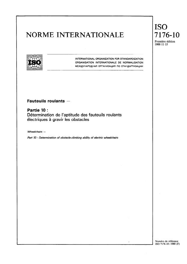 ISO 7176-10:1988 - Fauteuils roulants