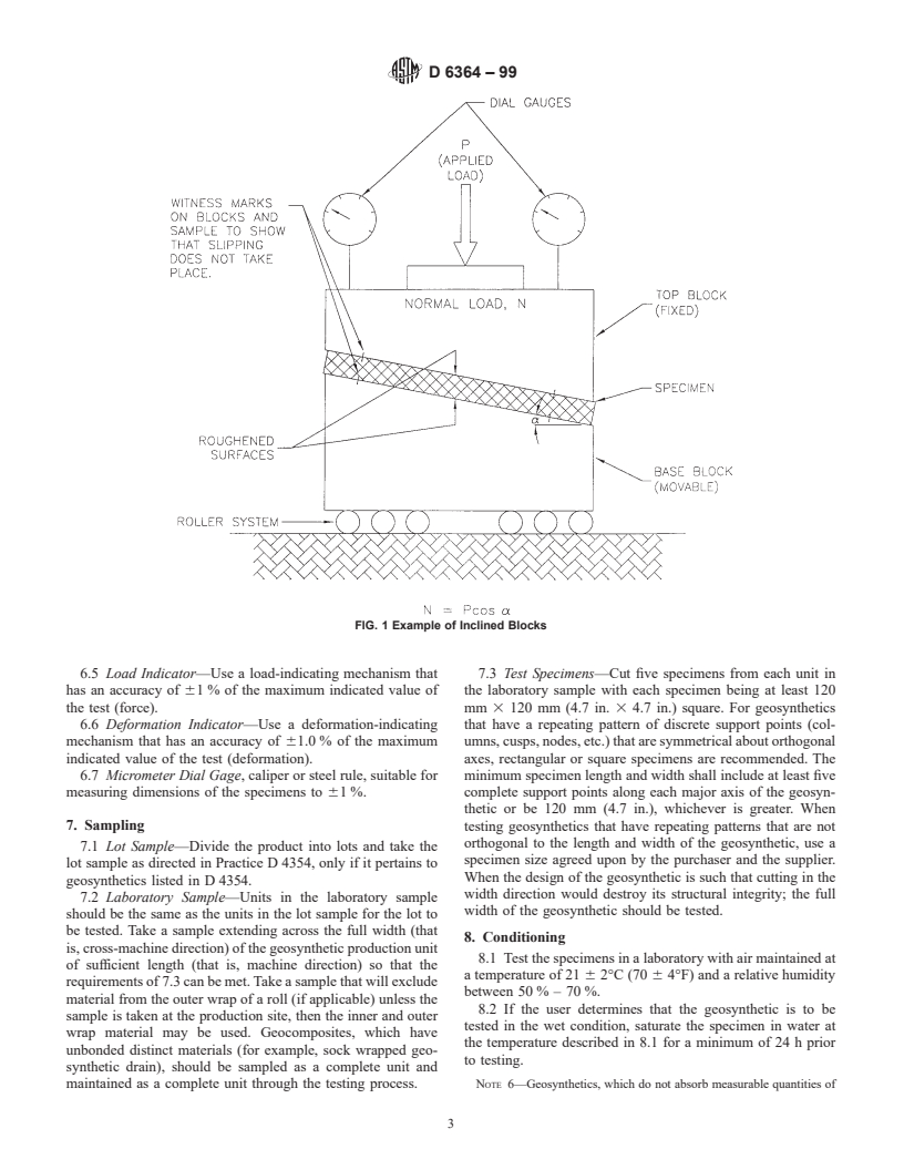 ASTM D6364-99 - Standard Test Method for Determining the Short-Term Compression Behavior of Geosynthetics