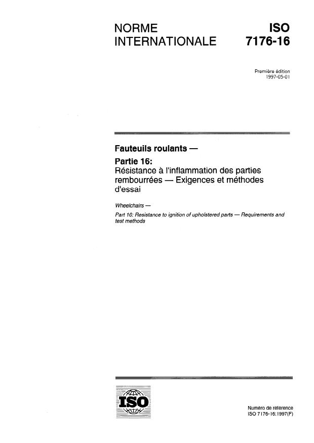 ISO 7176-16:1997 - Fauteuils roulants