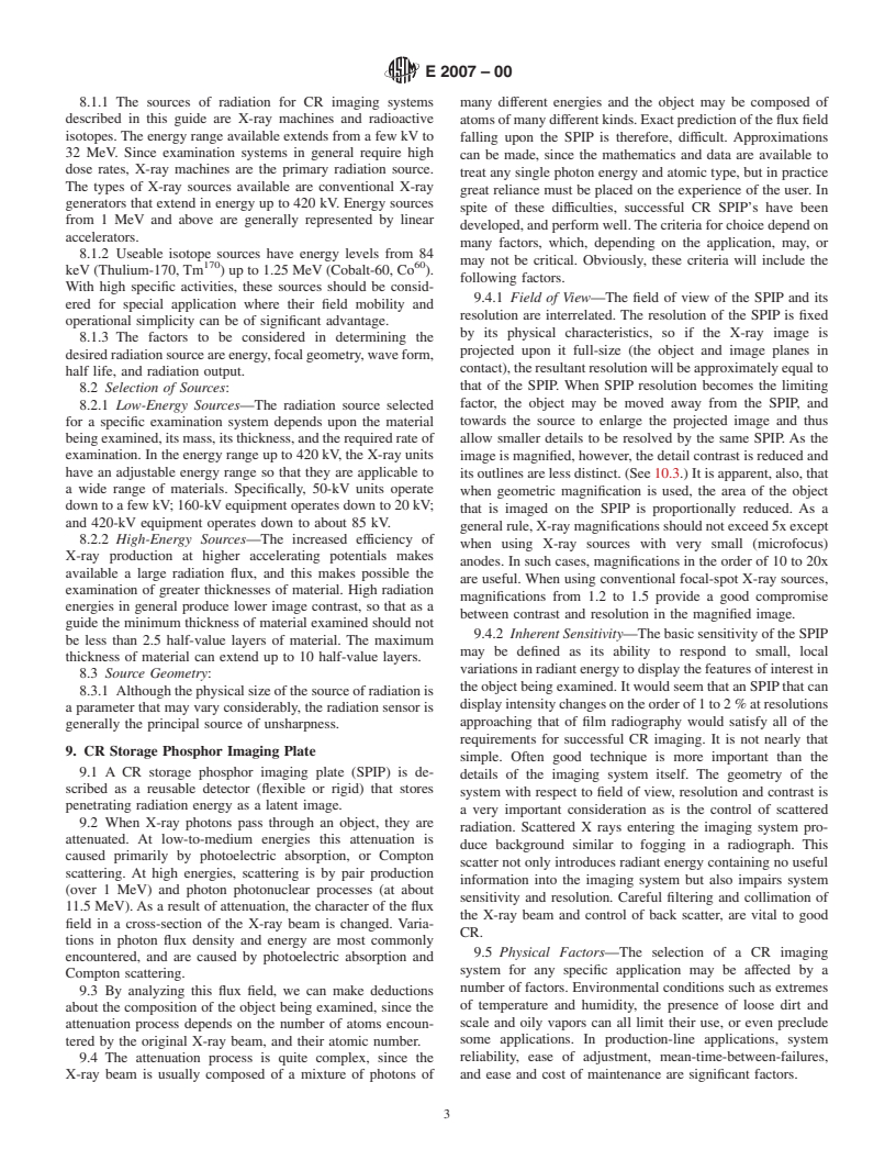 ASTM E2007-00 - Standard Guide for Computed Radiology (Photostimulable Luminescence (PSL) Method)