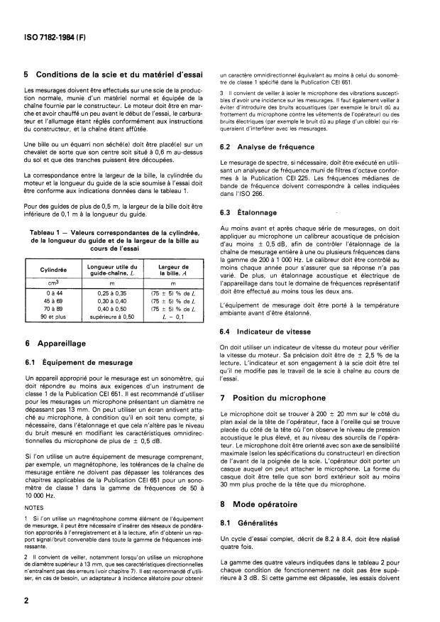 ISO 7182:1984 ISO 7182:1984 - Acoustique -- Mesurage au niveau de l'oreille de l'opérateur du bruit émis par les scies a chaîne - Page 4 preview