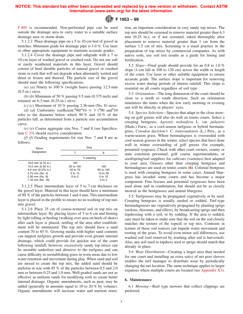 ASTM F1953-99 - Standard Guide for Construction and Maintenance of Grass Tennis Courts