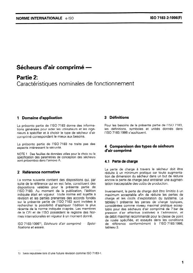 ISO 7183-2:1996 - Sécheurs d'air comprimé
