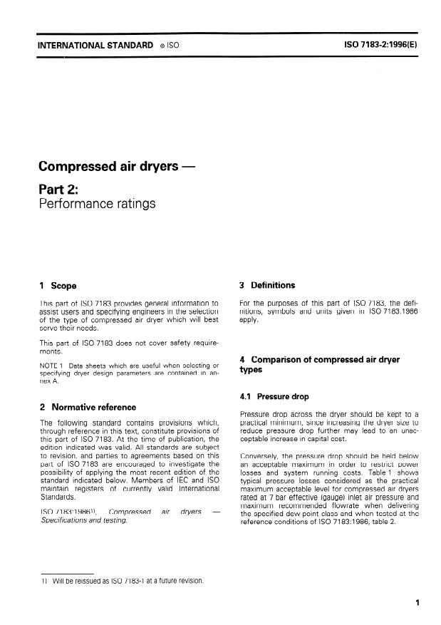 ISO 7183-2:1996 - Compressed air dryers