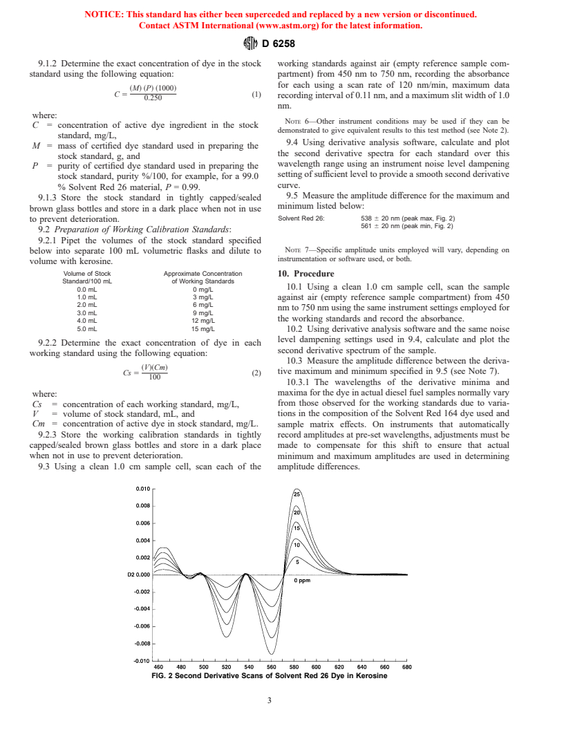 ASTM D6258-98e1 - Standard Test Method for Determination of Solvent Red 164 Dye Concentration in Diesel Fuels