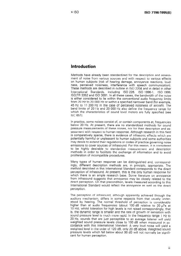 ISO 7196:1995 - Acoustics -- Frequency-weighting characteristic for infrasound measurements