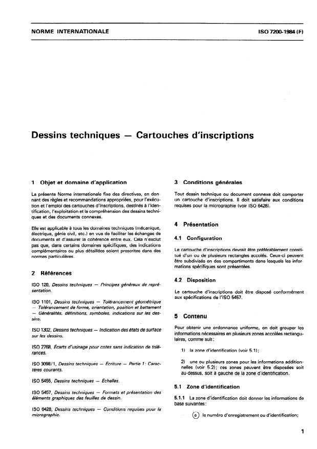 ISO 7200:1984 - Dessins techniques -- Cartouches d'inscriptions