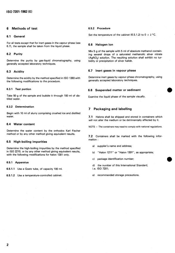 ISO 7201:1982 ISO 7201:1982 - Fire protection -- Fire extinguishing media -- Halogenated hydrocarbons - Page 4 preview