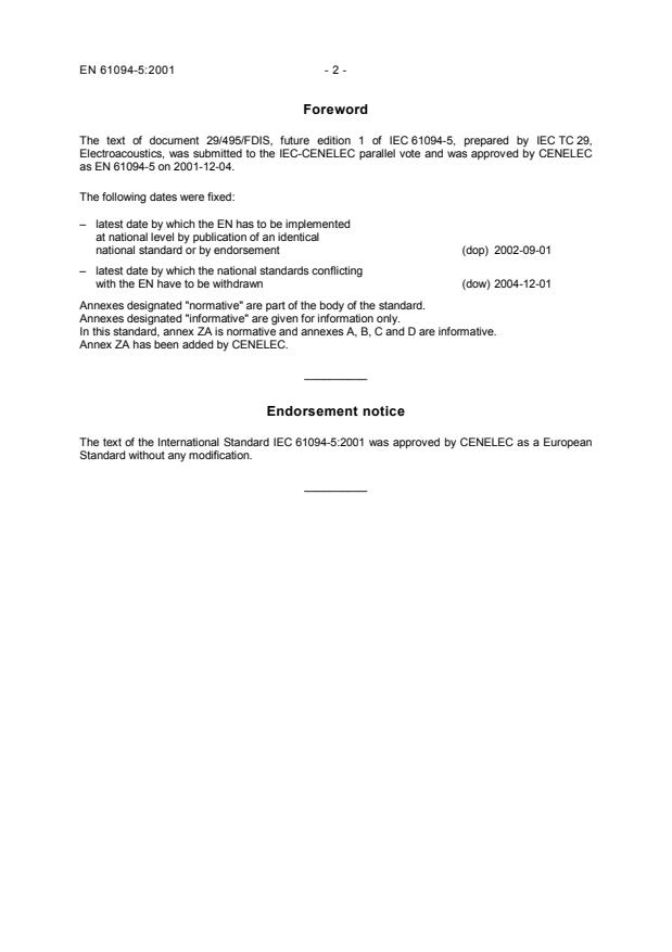 EN 61094-5:2001 EN 61094-5:2007 - Page 4 preview