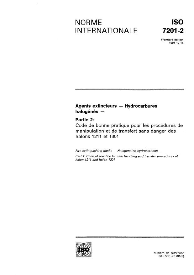 ISO 7201-2:1991 - Agents extincteurs -- Hydrocarbures halogénés