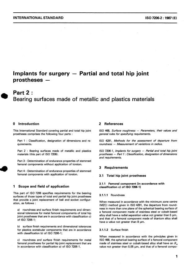 ISO 7206-2:1987 - Implants for surgery -- Partial and total hip joint prostheses