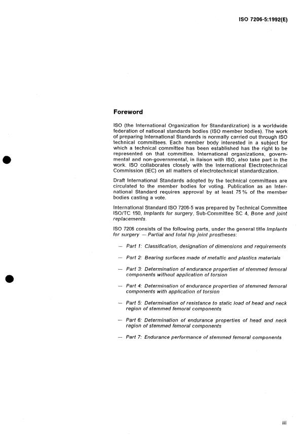 ISO 7206-5:1992 - Implants for surgery -- Partial and total hip joint prostheses