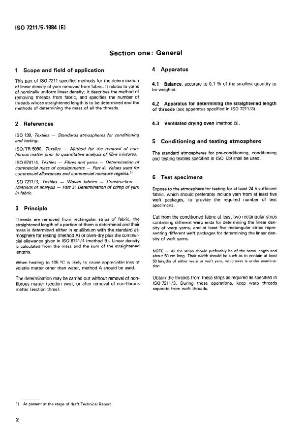 ISO 7211-5:1984 ISO 7211-5:1984 - Textiles -- Woven fabrics - Construction - Methods of analysis - Page 4 preview