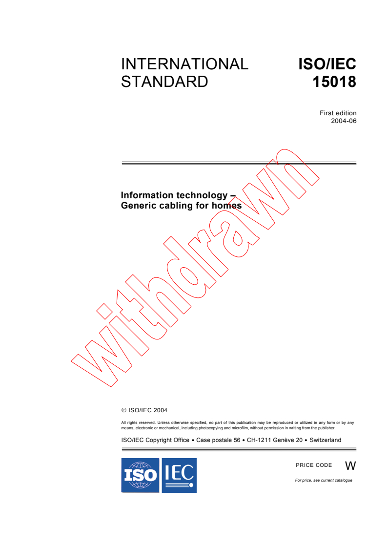 ISO/IEC 15018:2004 - Information technology - Generic cabling for homes
Released:6/24/2004
Isbn:2831875625