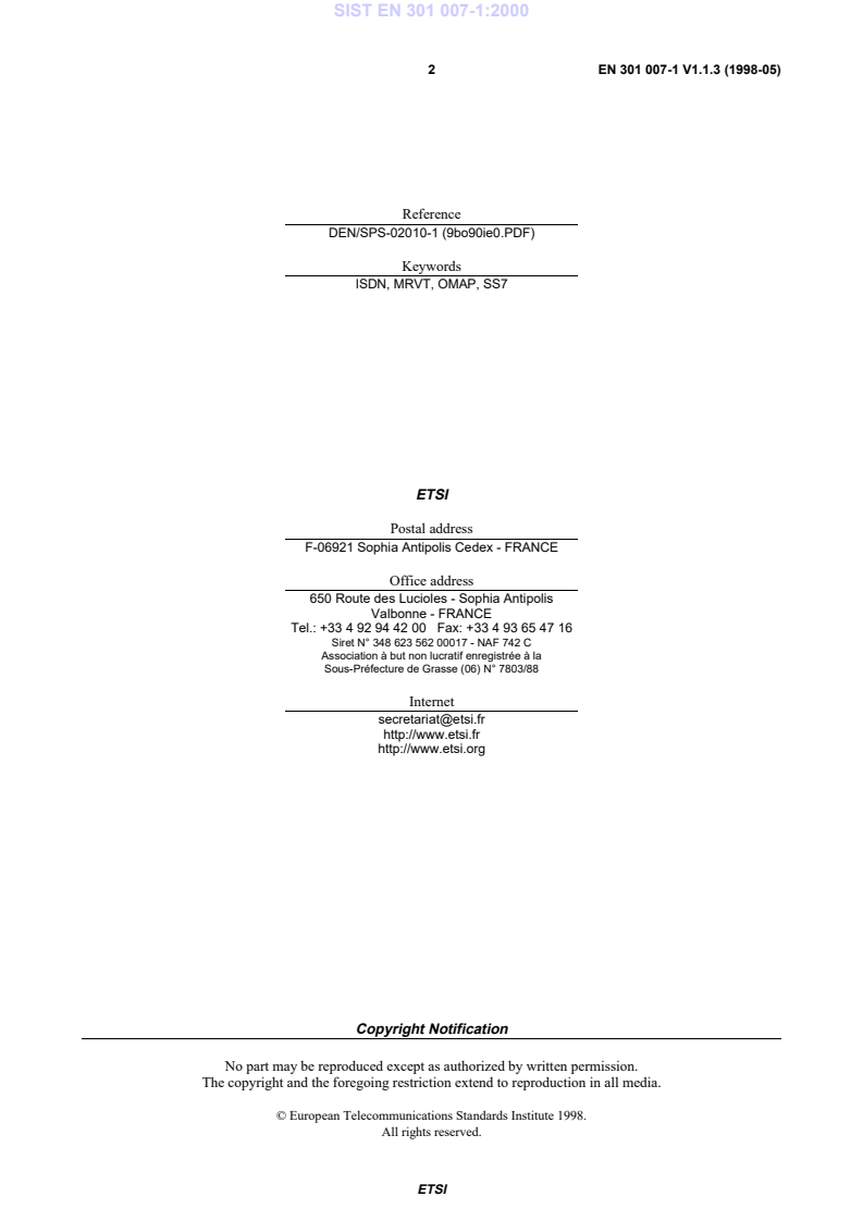 SIST EN 301 007-1:2000 PSIST EN 301 007-1:2000 - Page 4 preview