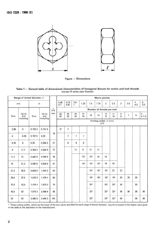 ISO 7226:1988 ISO 7226:1988 - Hexagonal dienuts - Page 4 preview