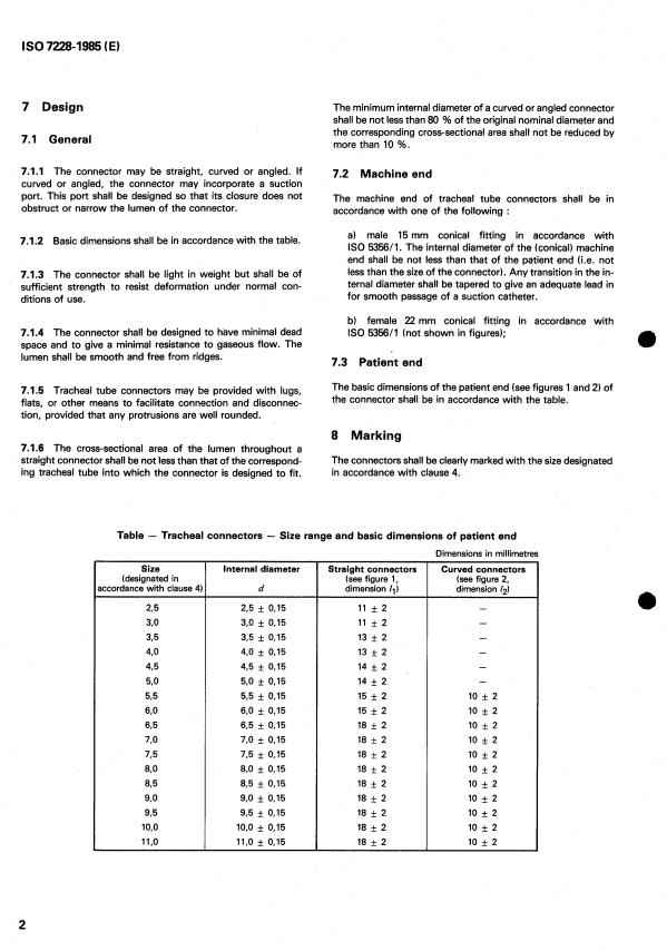 ISO 7228:1985 ISO 7228:1985 - Tracheal tube connectors - Page 4 preview