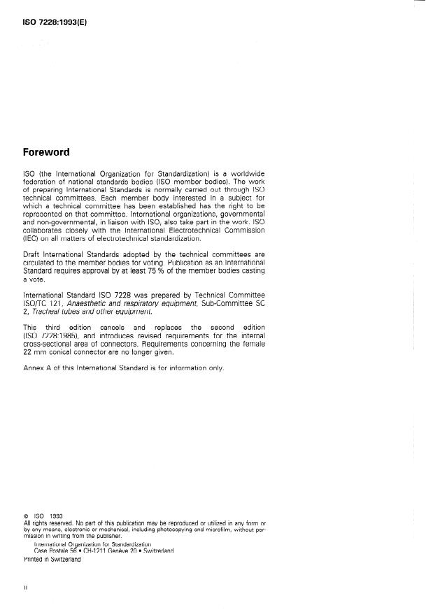 ISO 7228:1993 ISO 7228:1993 - Tracheal tube connectors - Page 2 preview