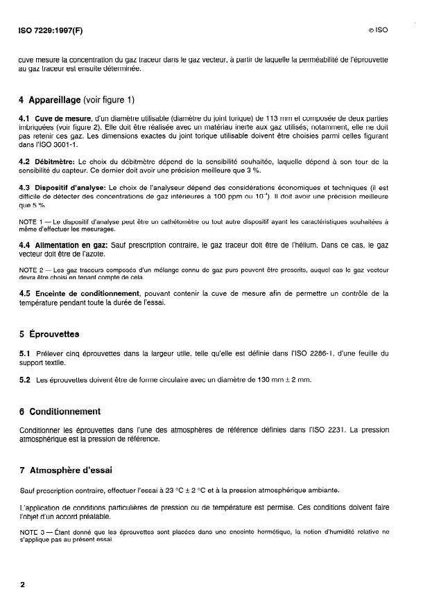 ISO 7229:1997 ISO 7229:1997 - Supports textiles revetus de caoutchouc ou de plastique -- Mesure de la perméabilité aux gaz - Page 4 preview