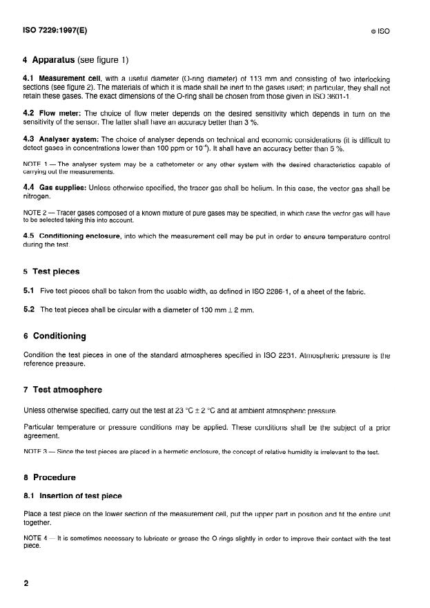 ISO 7229:1997 ISO 7229:1997 - Rubber- or plastics-coated fabrics -- Measurement of gas permeability - Page 4 preview