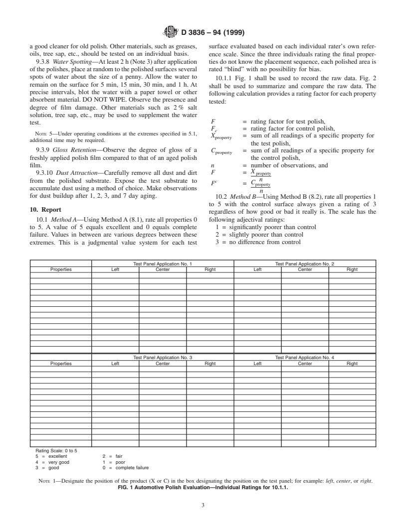 ASTM D3836-94(1999) - Standard Practice for Evaluation of Automotive Polish