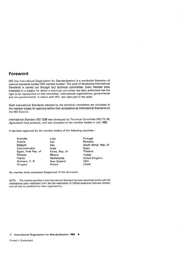 ISO 7238:1983 ISO 7238:1983 - Butter -- Determination of pH of the serum -- Potentiometric method - Page 2 preview