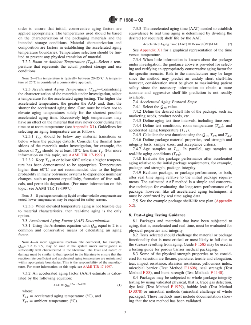 ASTM F1980-02 - Standard Guide for Accelerated Aging of Sterile Medical Device Packages