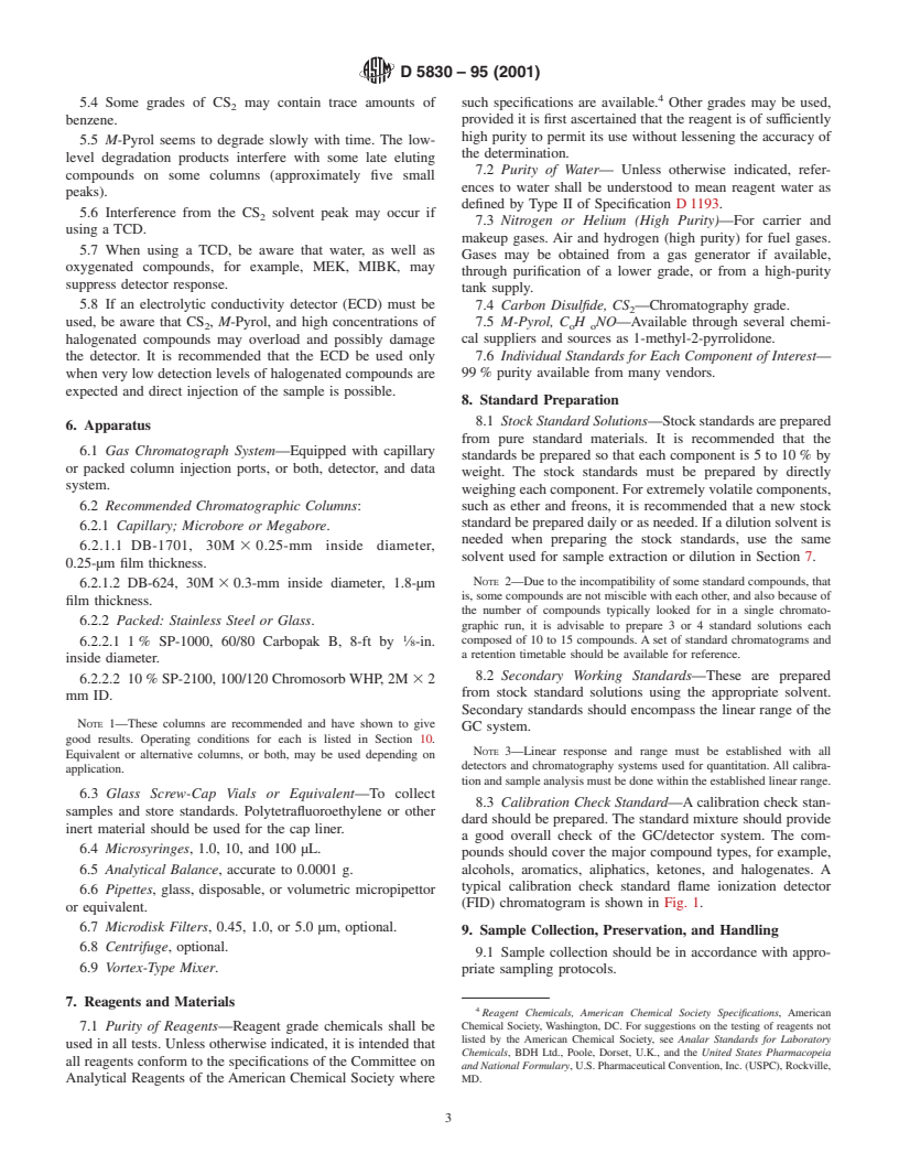 ASTM D5830-95(2001) - Standard Test Method for Solvents Analysis in Hazardous Waste Using Gas Chromatography