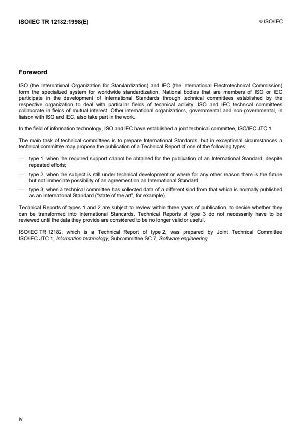ISO/IEC TR 12182:1998 ISO/IEC TR 12182:1998 - Information technology -- Categorization of software - Page 4 preview