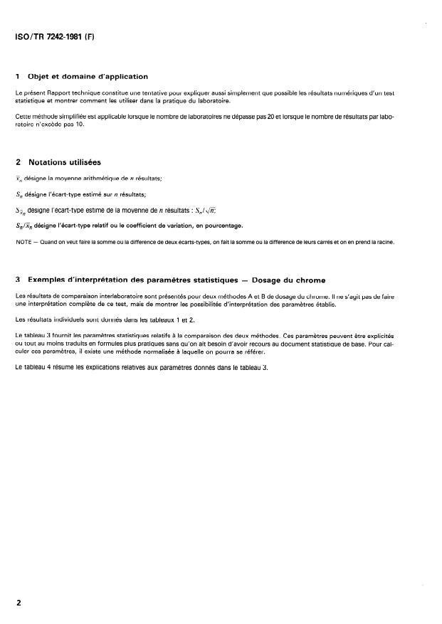 ISO/TR 7242:1981 ISO/TR 7242:1981 - Analyse chimique des métaux et des alliages légers -- Interprétation statistique des circuits interlaboratoires - Page 2 preview