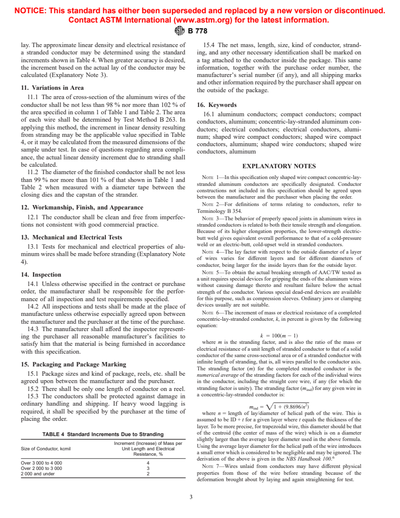 ASTM B778-97 - Standard Specification for Shaped Wire Compact Concentric-Lay-Stranded Aluminum Conductors (AAC/TW)
