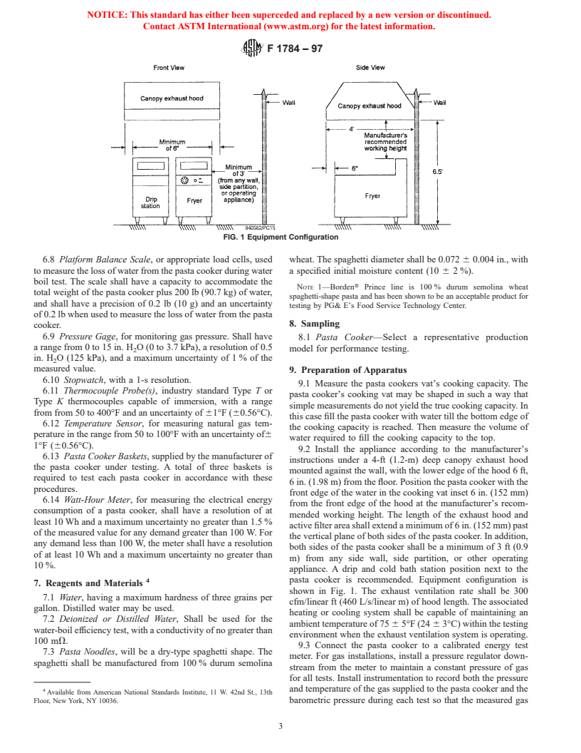 ASTM F1784-97 - Standard Test Method for Performance of a Pasta Cooker