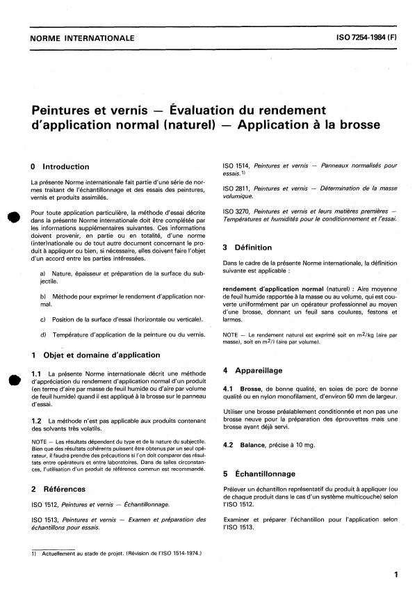 ISO 7254:1984 ISO 7254:1984 - Peintures et vernis -- Évaluation du rendement d'application normal (naturel) -- Application a la brosse - Page 3 preview