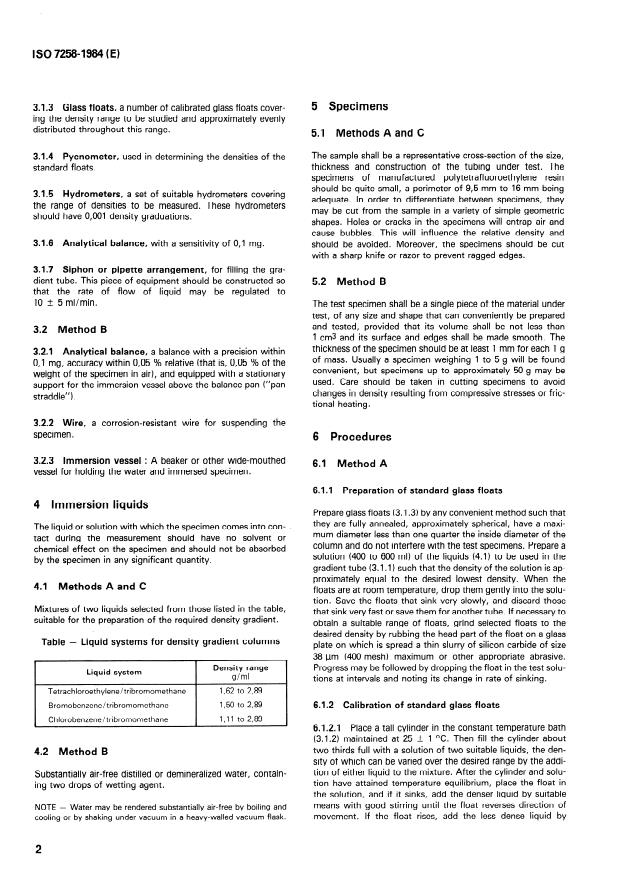 ISO 7258:1984 ISO 7258:1984 - Polytetrafluoroethylene (PTFE) tubing for aerospace applications -- Methods for the determination of the density and relative density - Page 4 preview