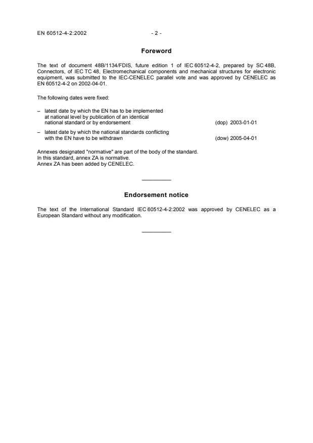 EN 60512-4-2:2002 EN 60512-4-2:2003 - Page 4 preview