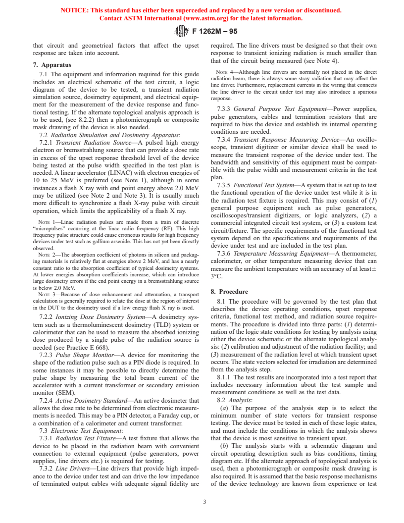 ASTM F1262M-95 - Standard Guide for Transient Radiation Upset Threshold of Digital Integrated Circuits