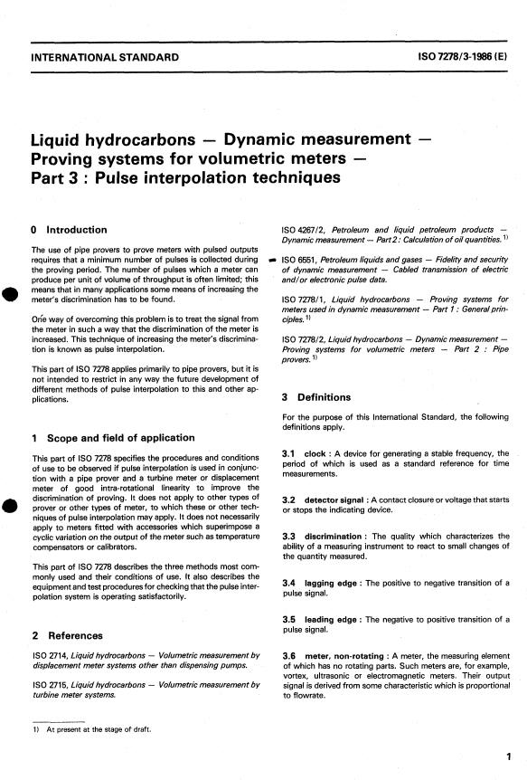 ISO 7278-3:1986 - Liquid hydrocarbons -- Dynamic measurement -- Proving systems for volumetric meters